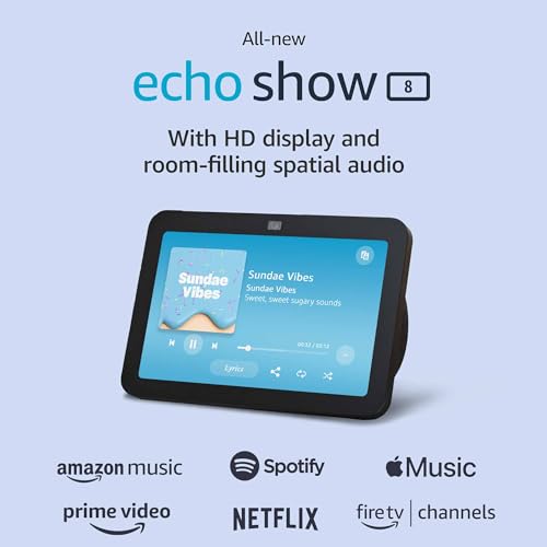 All-new Echo Show 8 (3rd Gen, 2023 release) | With Spatial Audio, Smart Home Hub, and Alexa | Charcoal